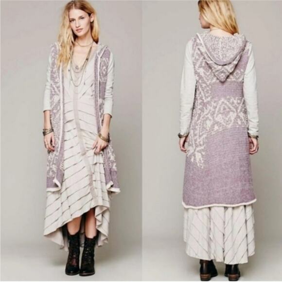 Free People White Moon Hooded Cardigan Sweater - Picture 1 of 10